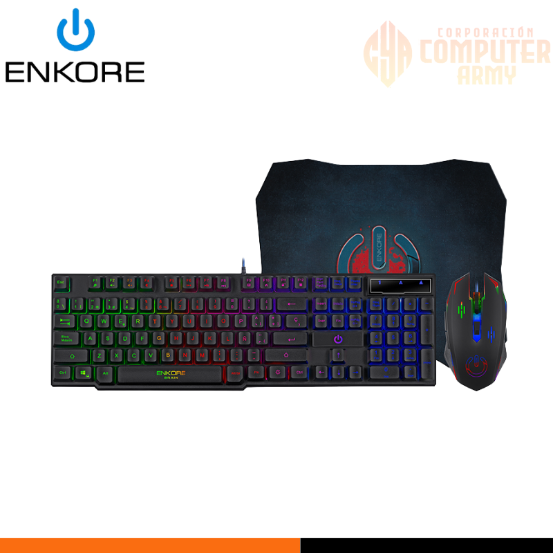COOLER ACCESORIOS (12) COMBO ENKORE 3 EN 1 TECLADO + MOUSE + PADMOUSE - Imagen 1