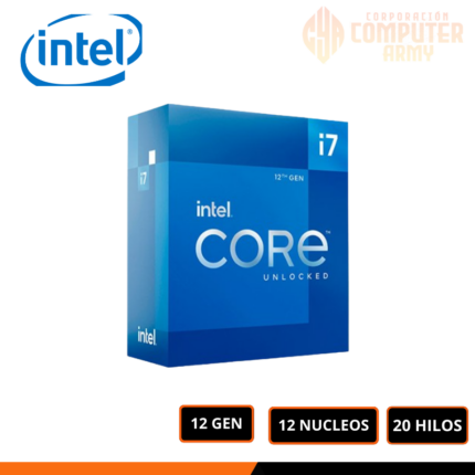 PROCESADOR INTEL CORE I7 12700K, 3.6GHZ HASTA 5.0GHZ, CACHE 25MB, LGA 1700, SIN COOLER (SOLO CON PC)