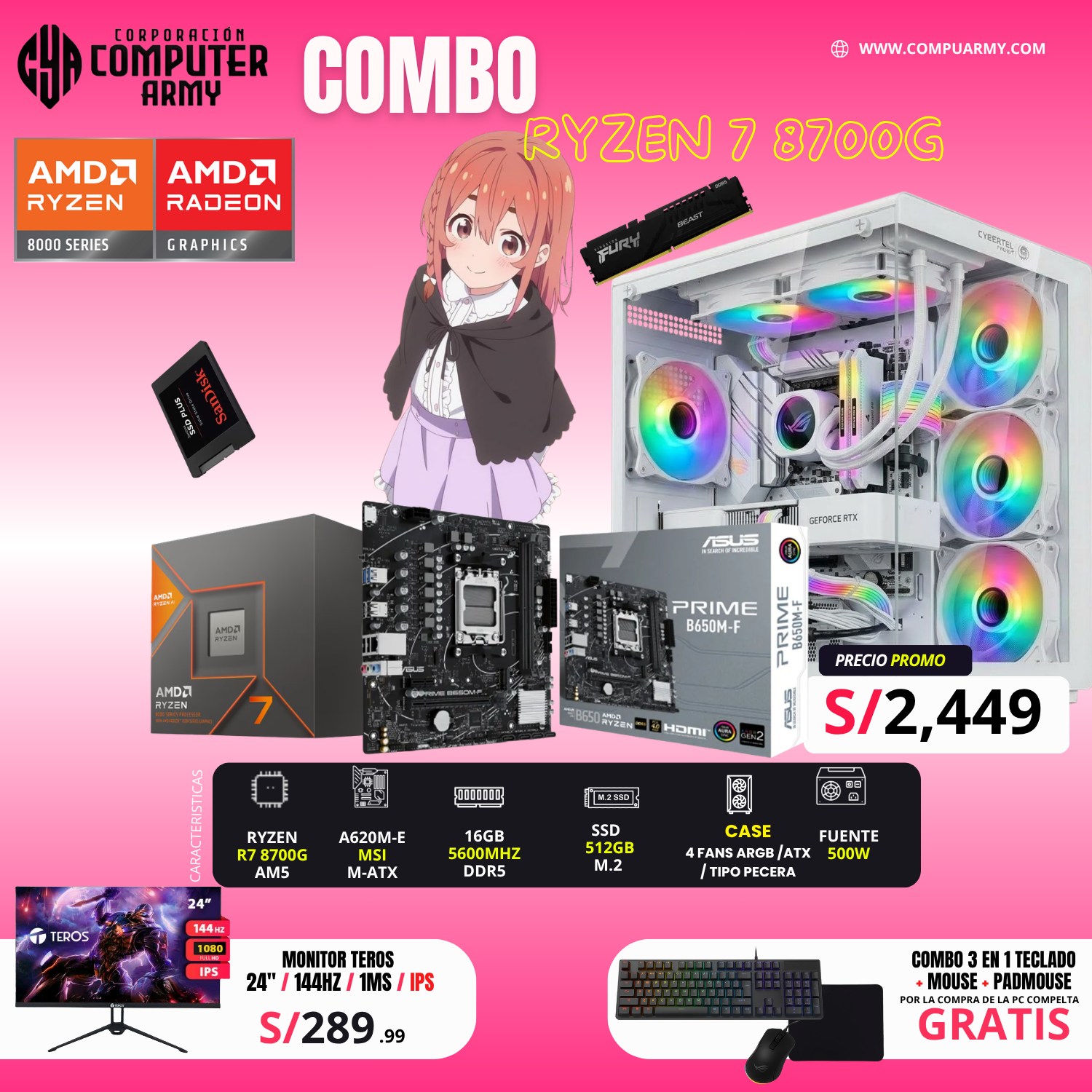 13 COMBO PC RYZEN 7 8700G - Imagen 1