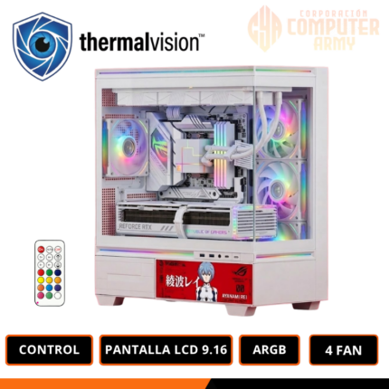 CASE THERMALVISION WHITE 4 FANS/ ATX/ VIDRIO TEMPLADO / PANTALLA DIGITAL