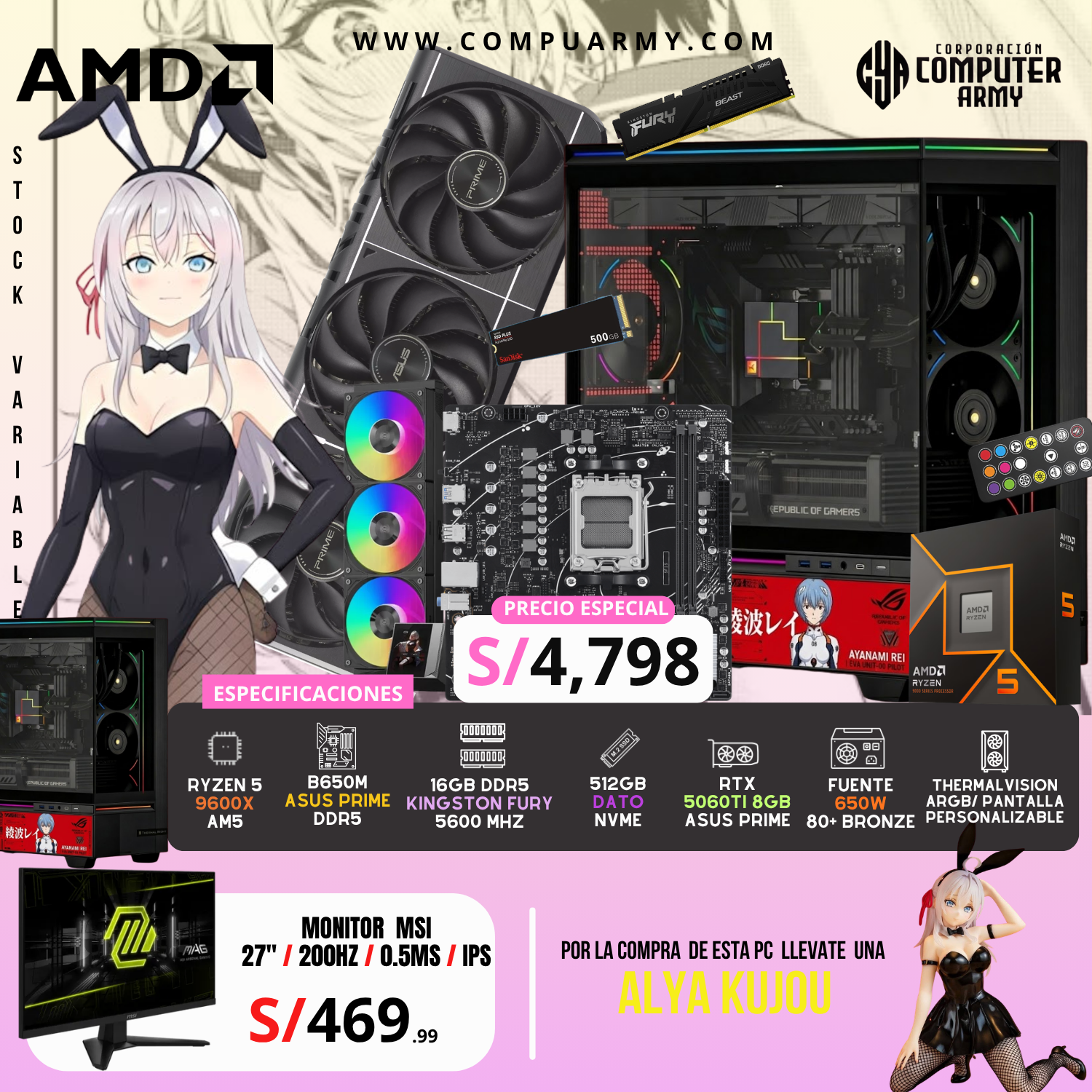 54_20260523_000025_0053 PC WAIFU ALYA - RYZEN 5 9600X + RTX 5060TI 8GB - Imagen 1